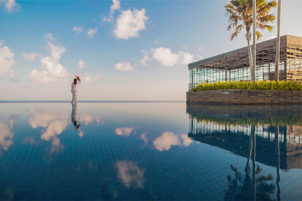 reflective infinity pool at the resort