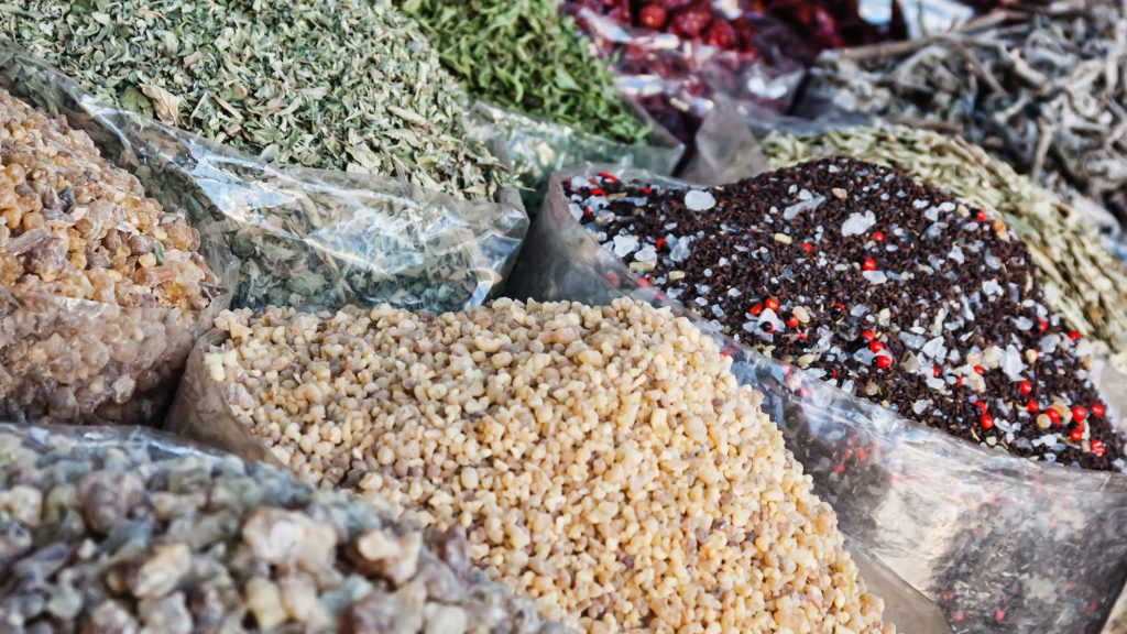 Close up of Omani spices and ingredients