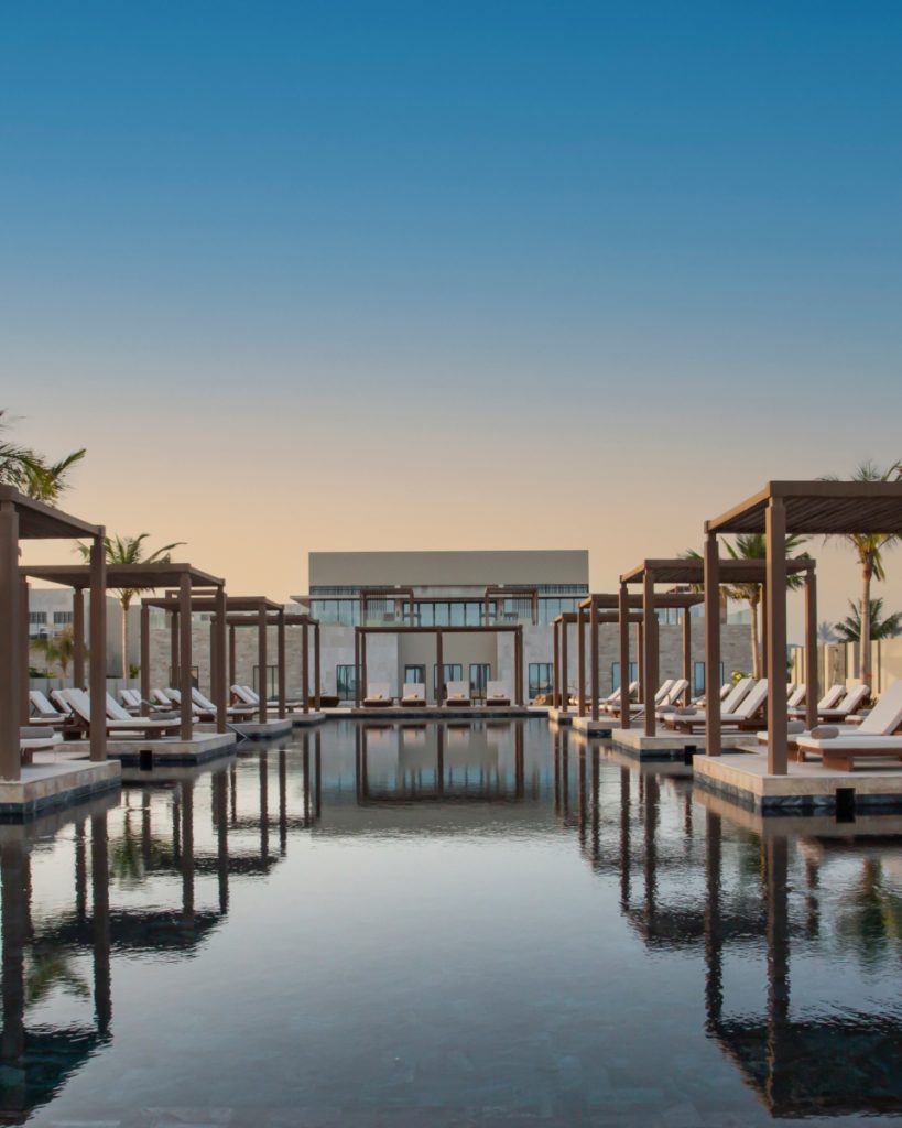 Pool and cabana area of Alila Hinu Bay