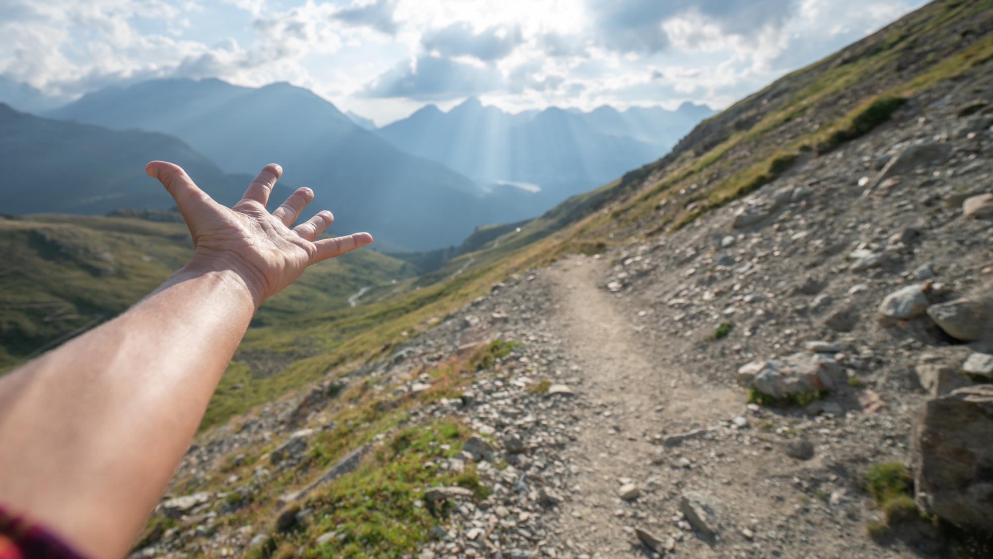 hand extended over trail views