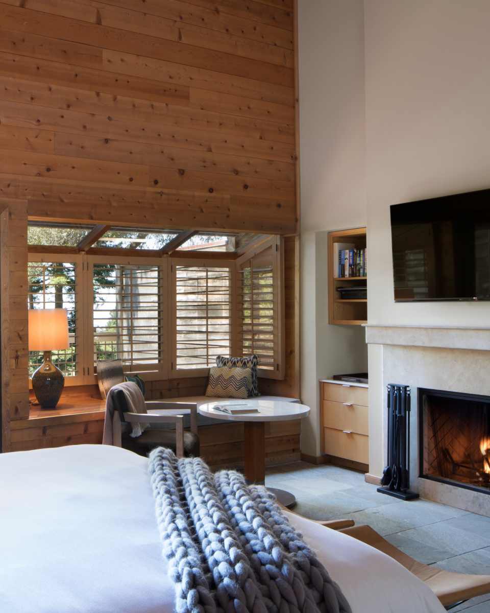 interior shot of fireplace in bedroom