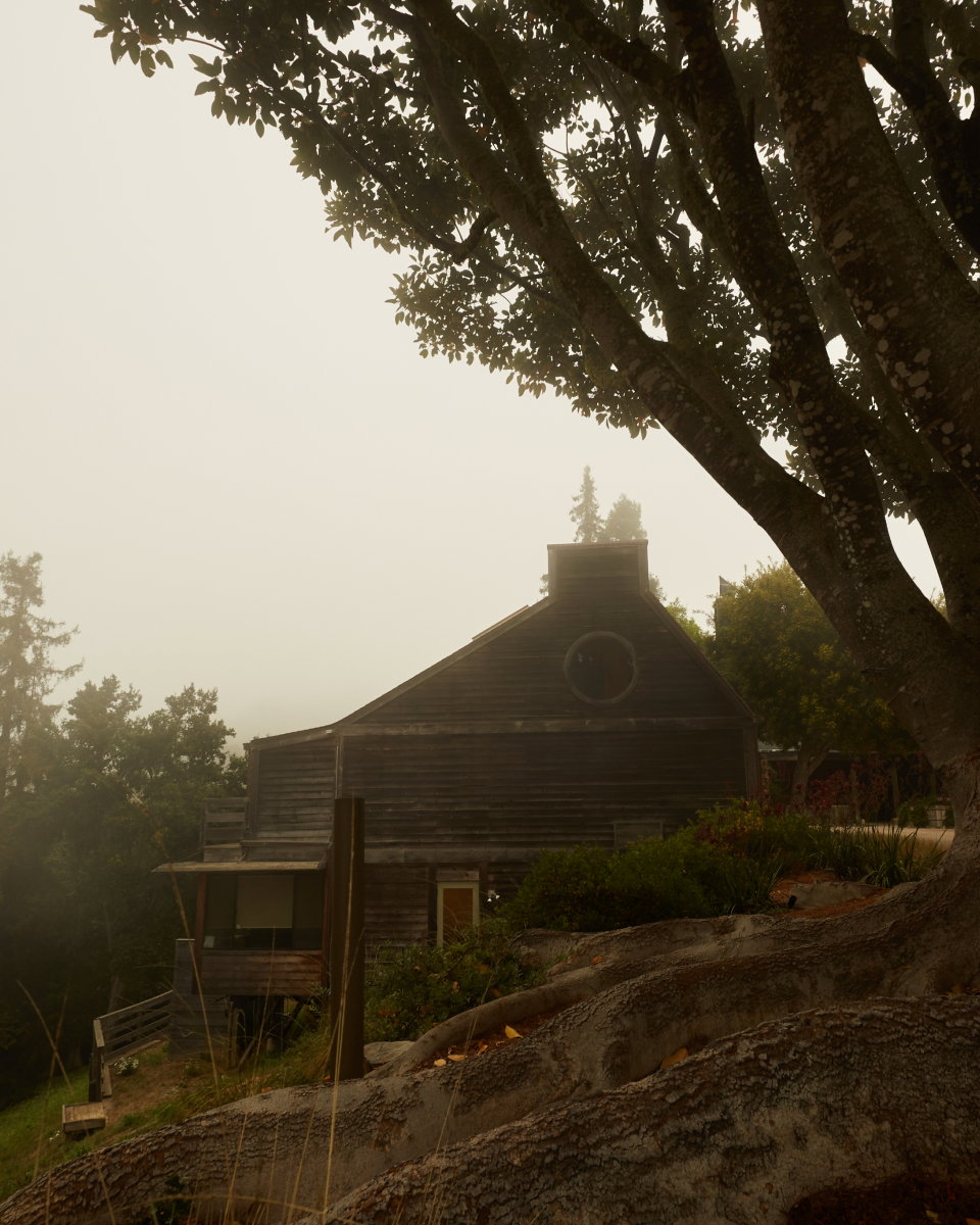 view of the cottage house at sundown