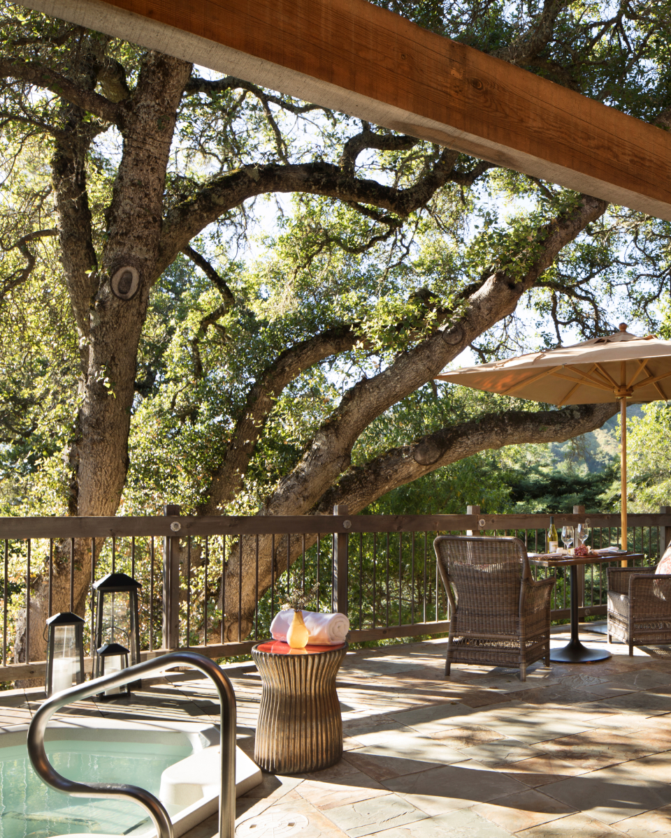 Private hot tub on patio