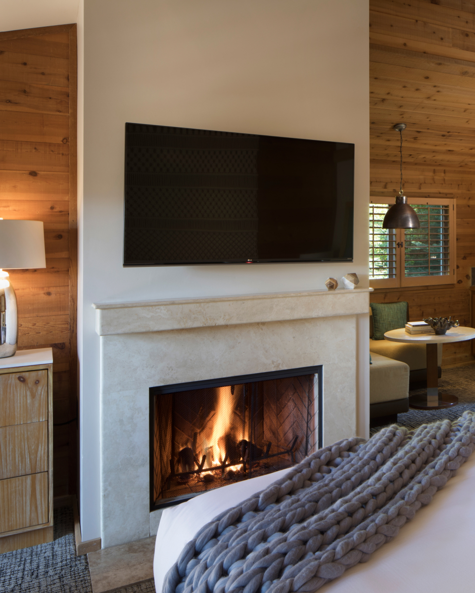 bedroom fireplace and tv