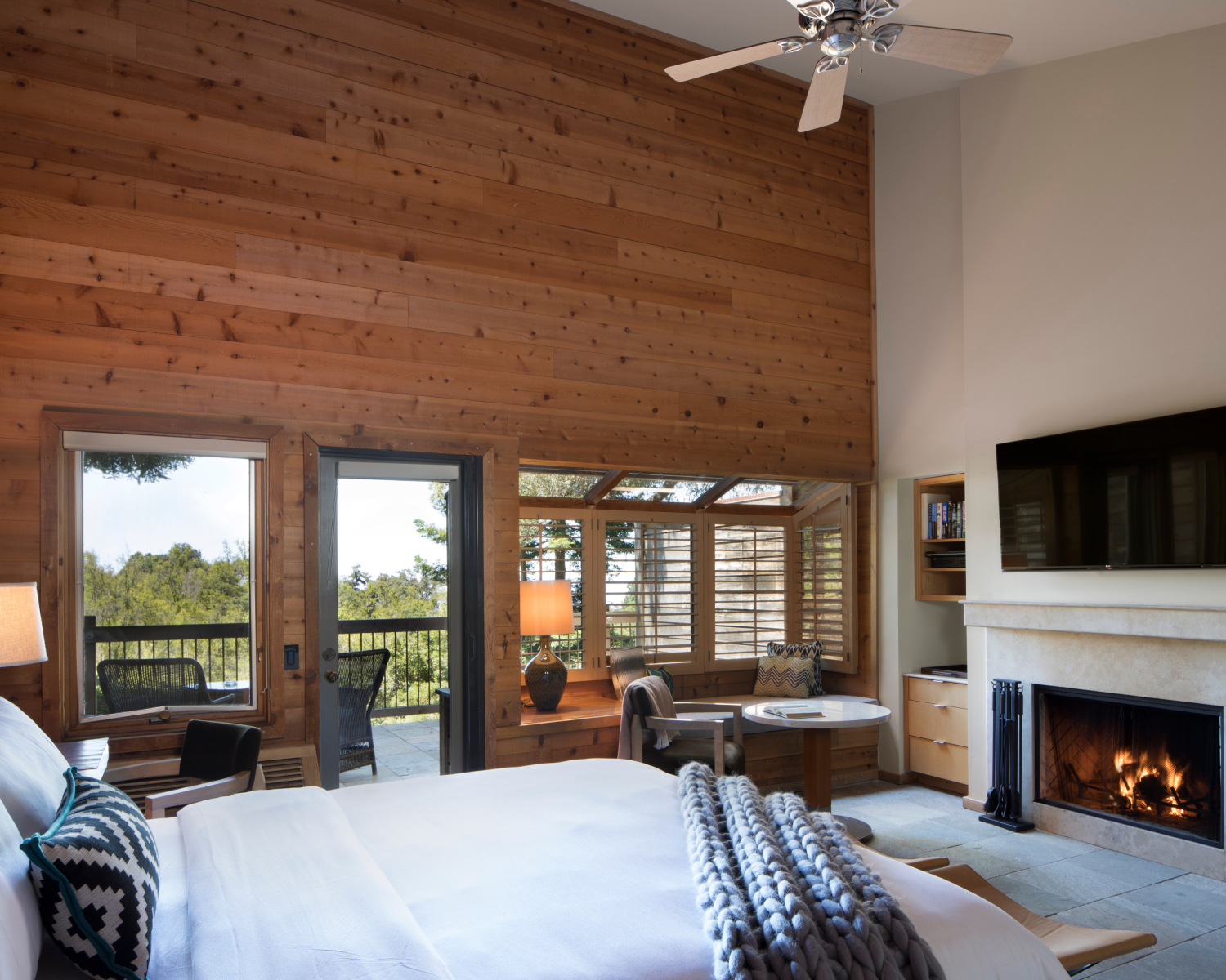 bedroom with fireplace