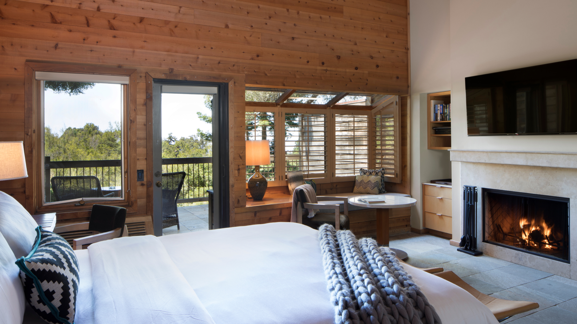 bedroom with fireplace