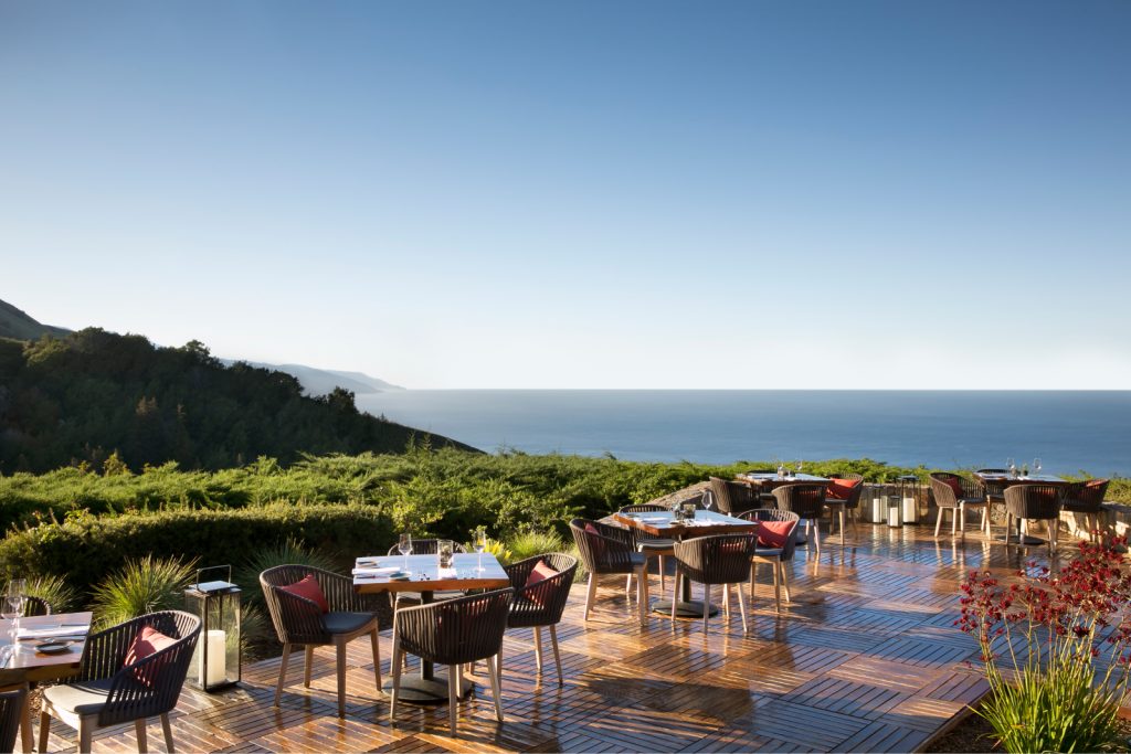 table settipng at restaurant with ocean views