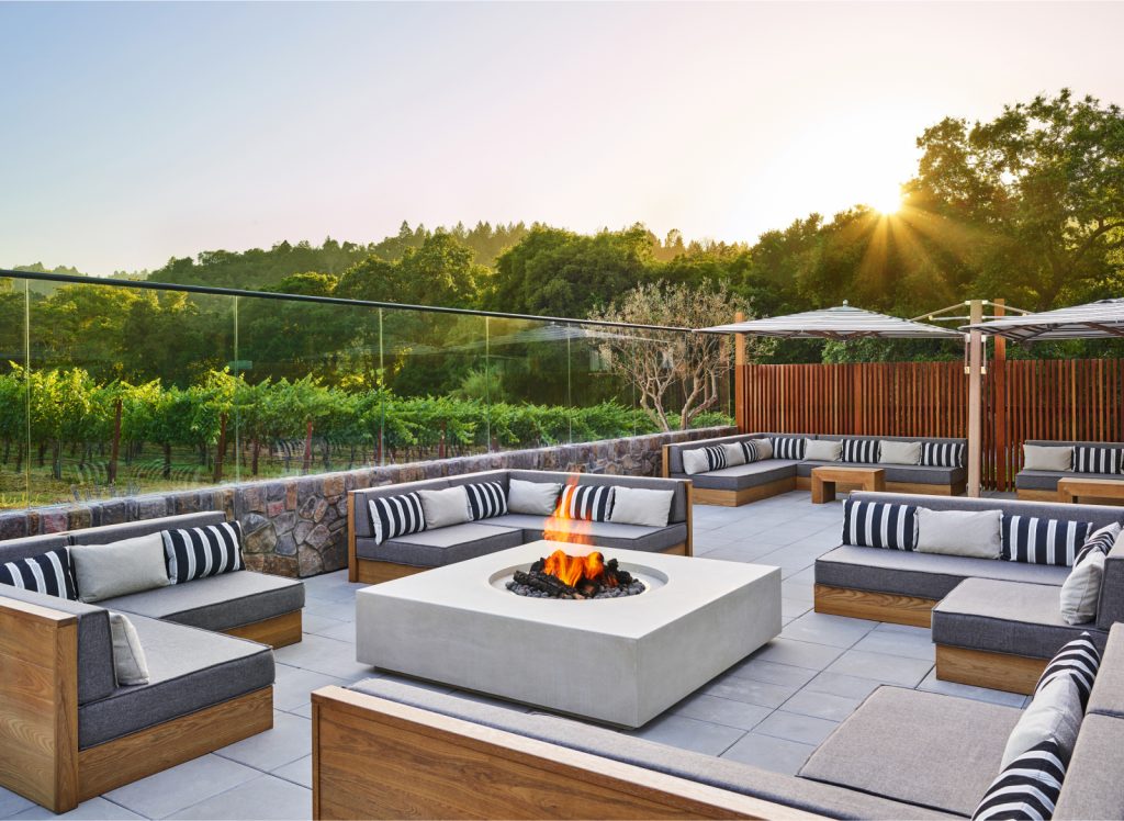 firepit outdoor area at sunset