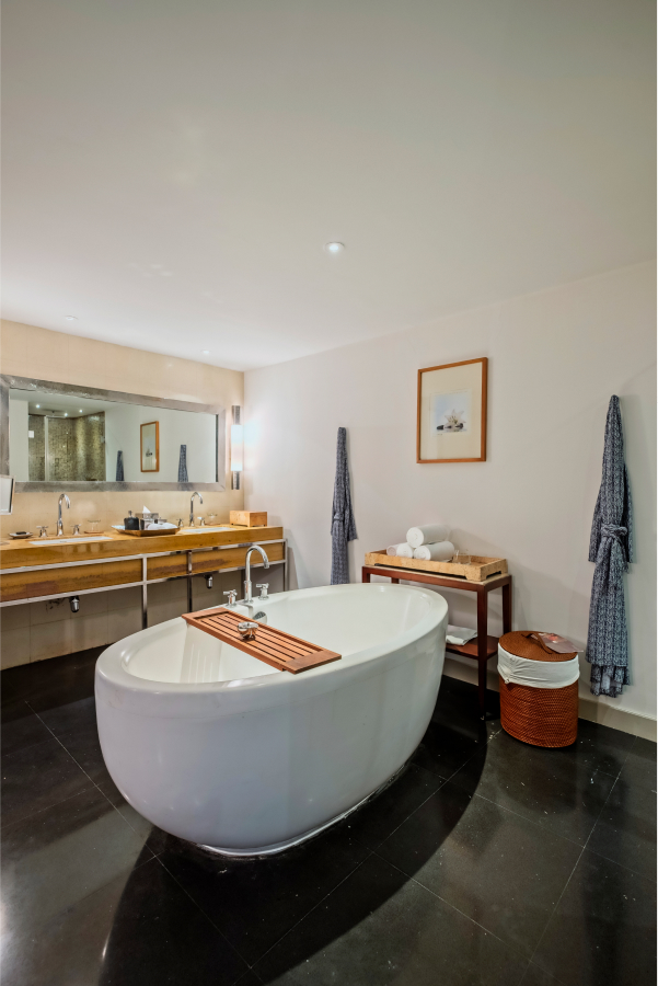 hotel bathroom with tub