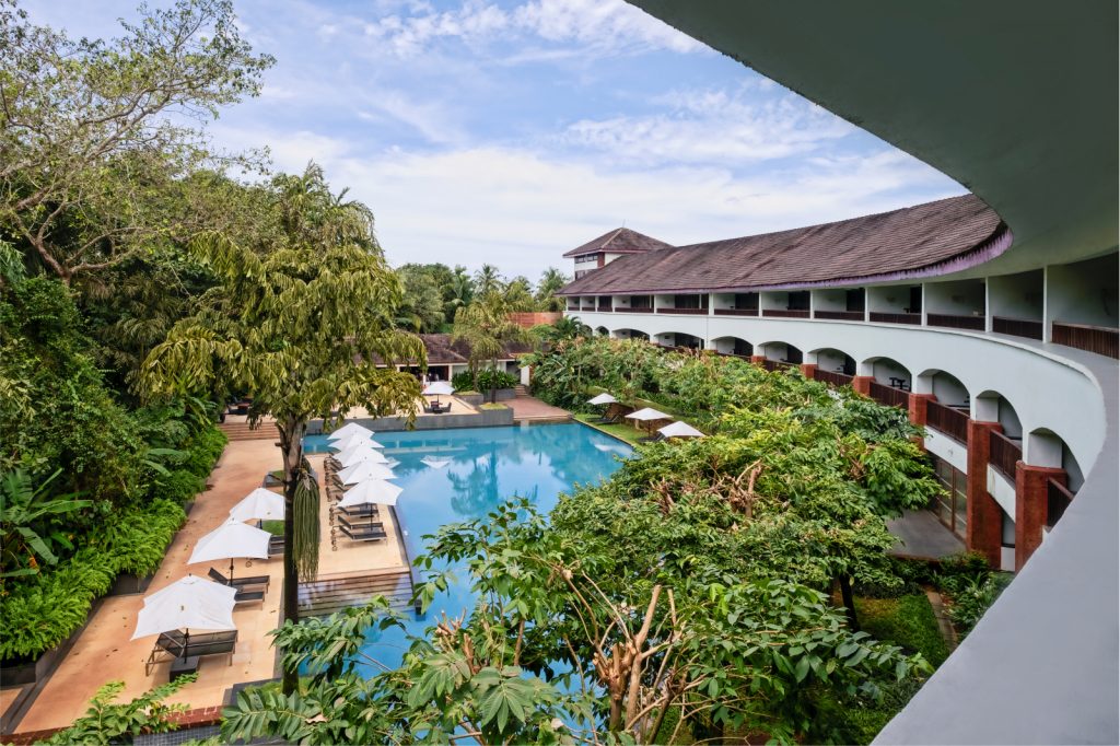 view of hotel property and pool