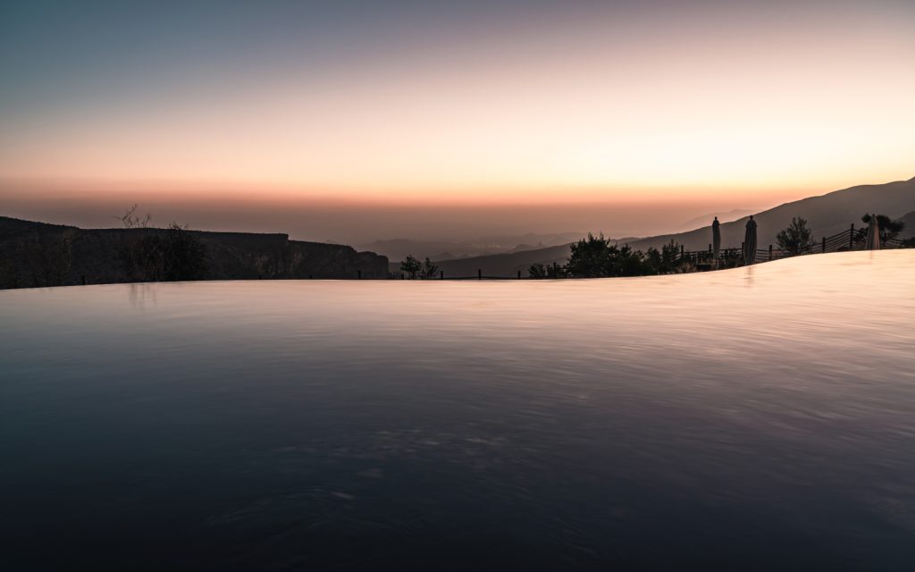 infinity pool at dusk
