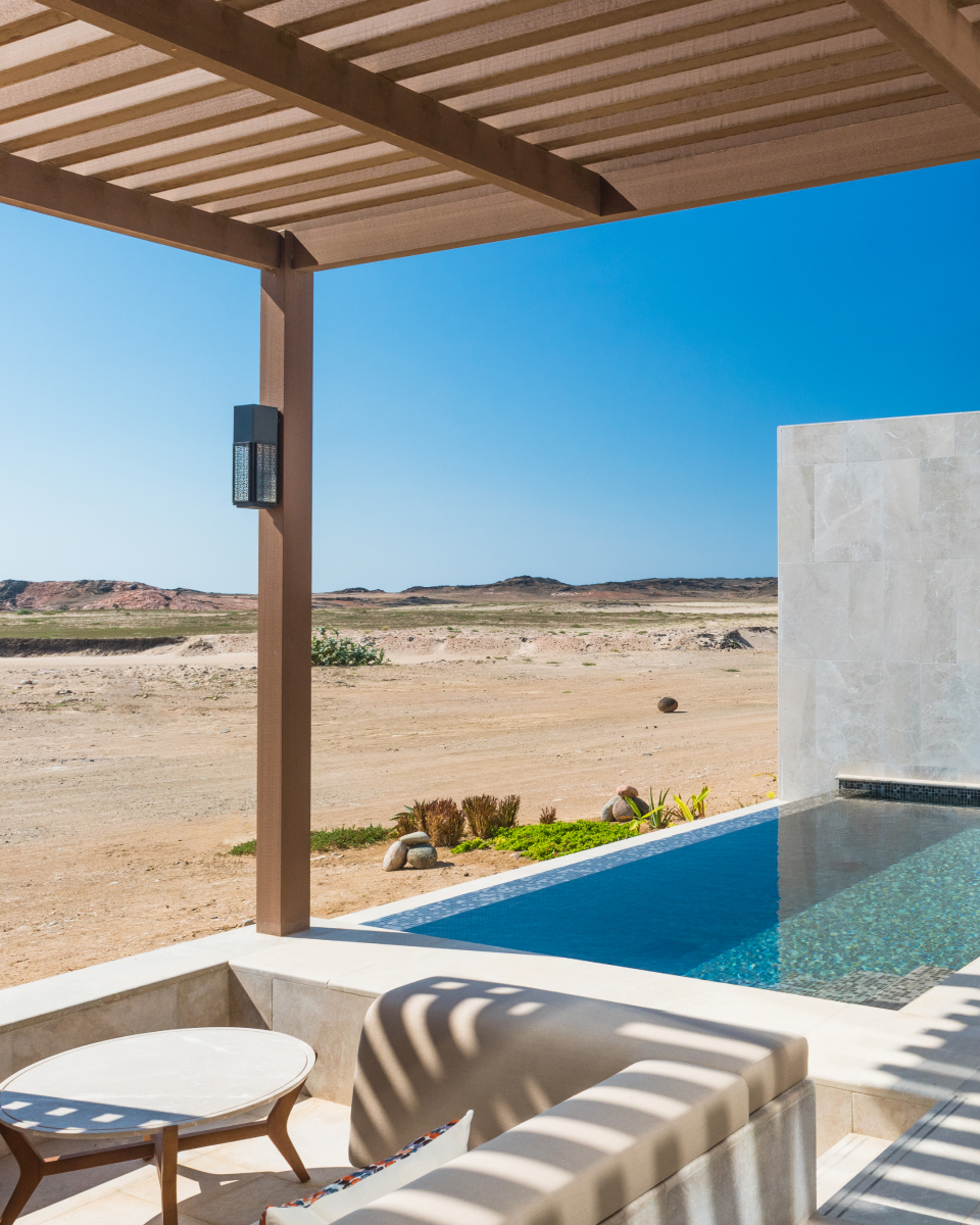 view of private pool looking out to the lagoon