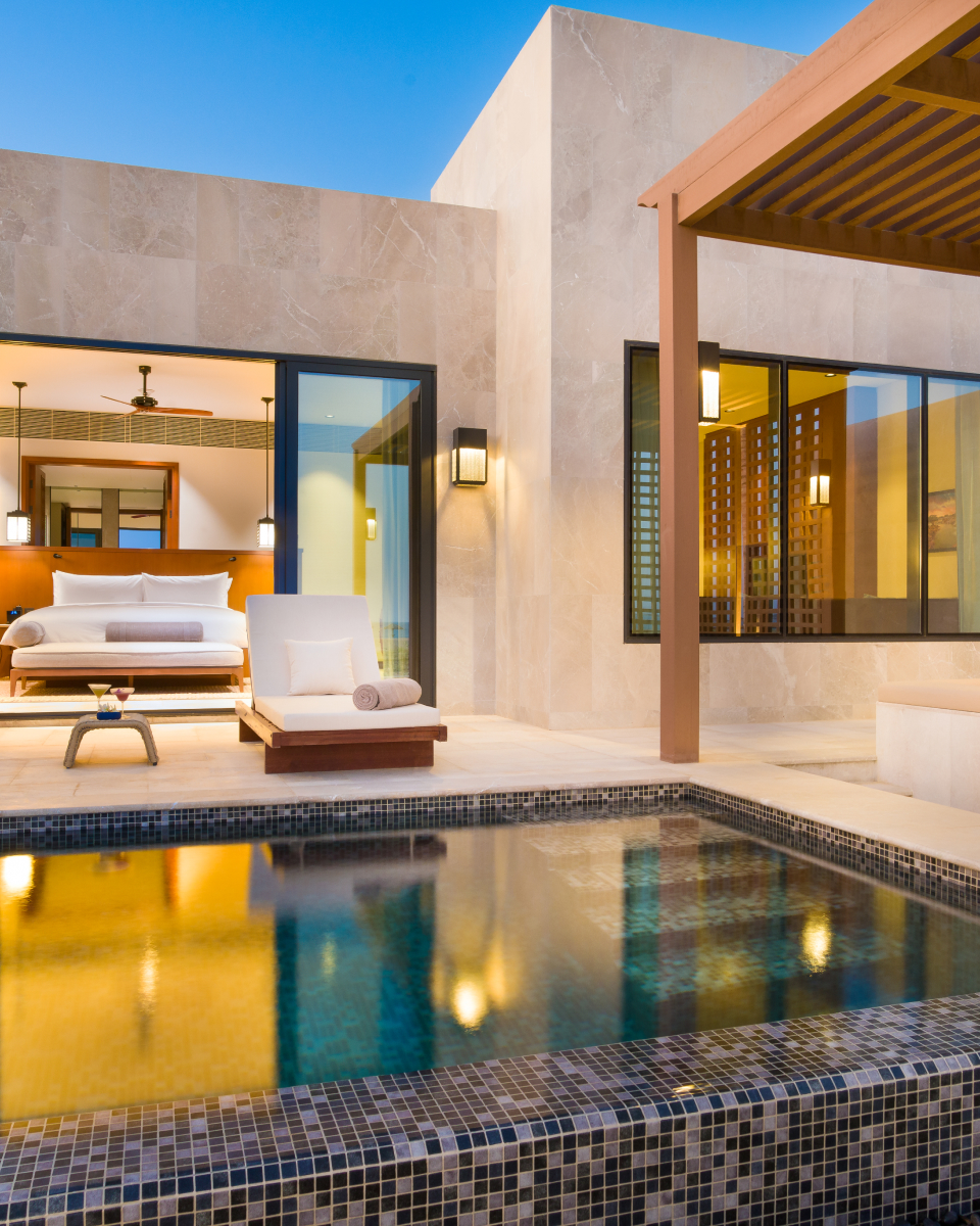 View of private pool and bedroom of the pool villa