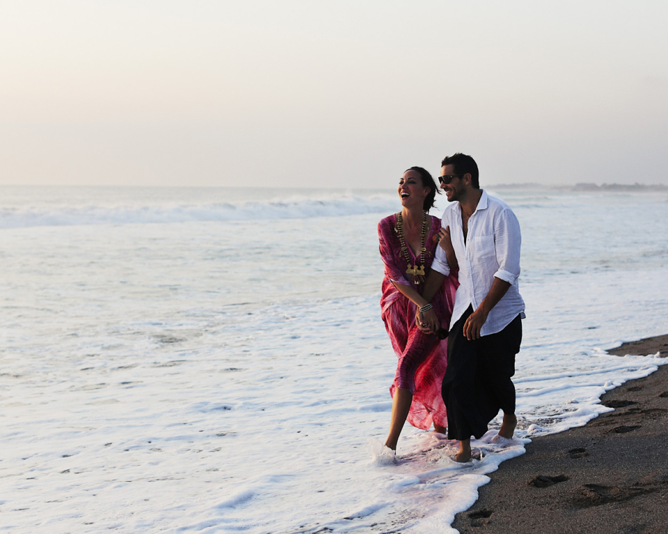 romantic couple by the beach