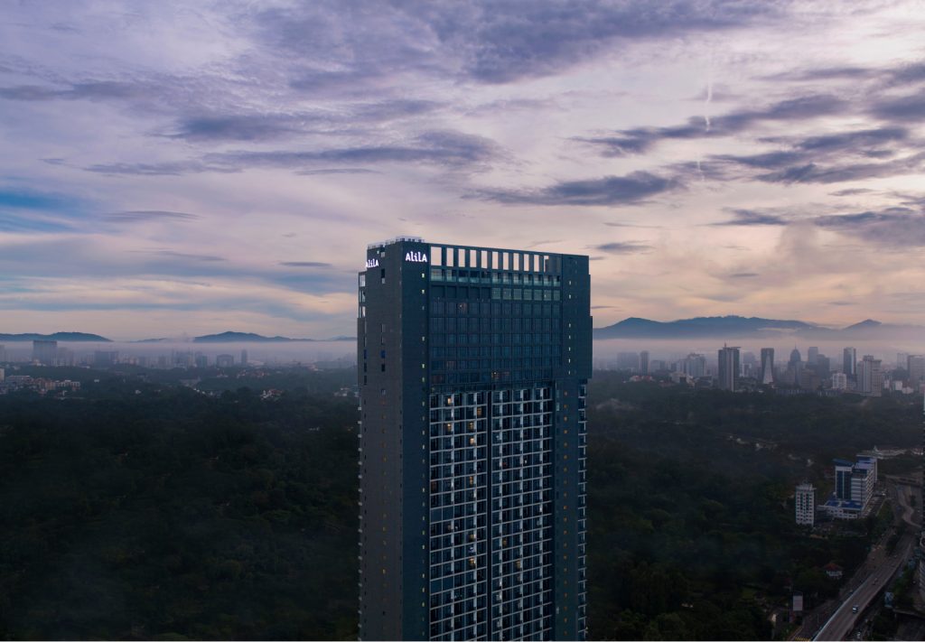 exteriors of alila bangsar at sunset