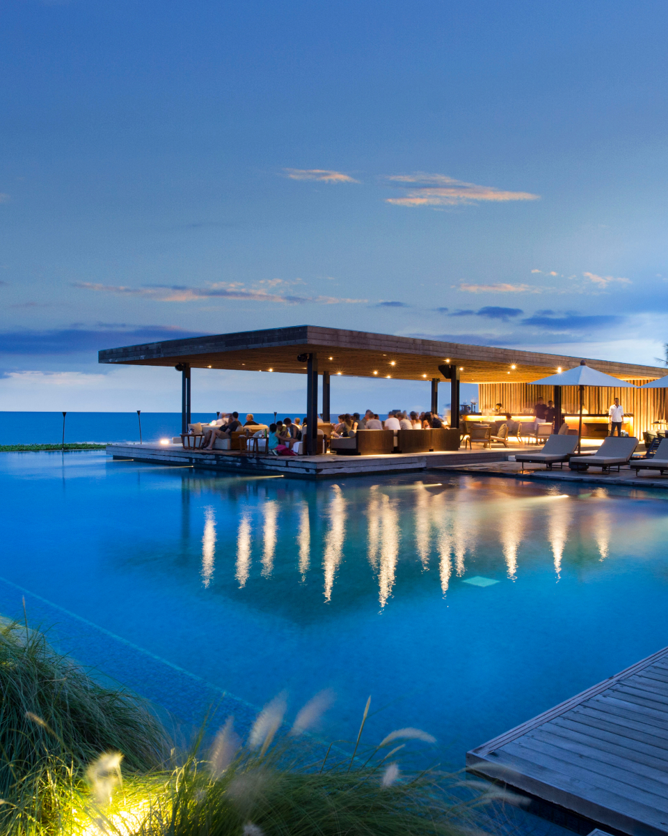 pool bar at sunset