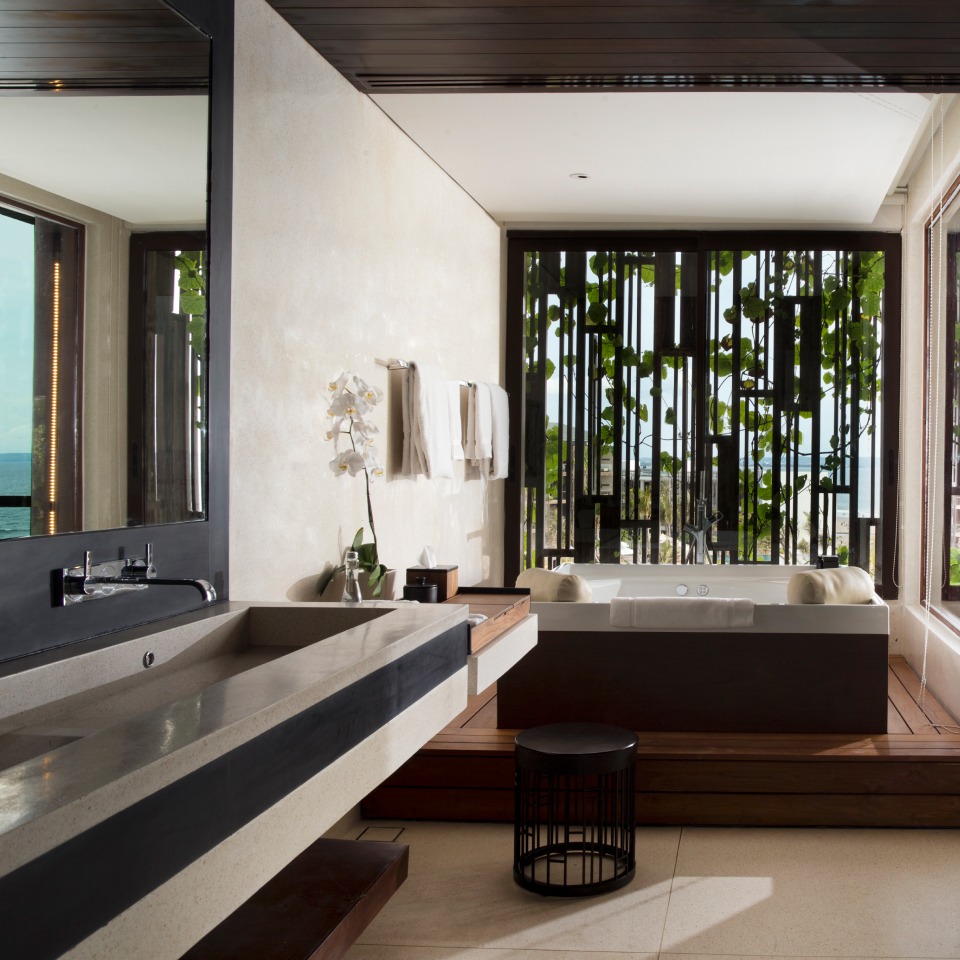 luxury bathroom with private tub