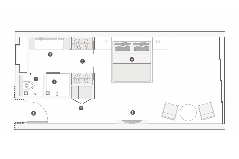 1 king bed studio floorplan