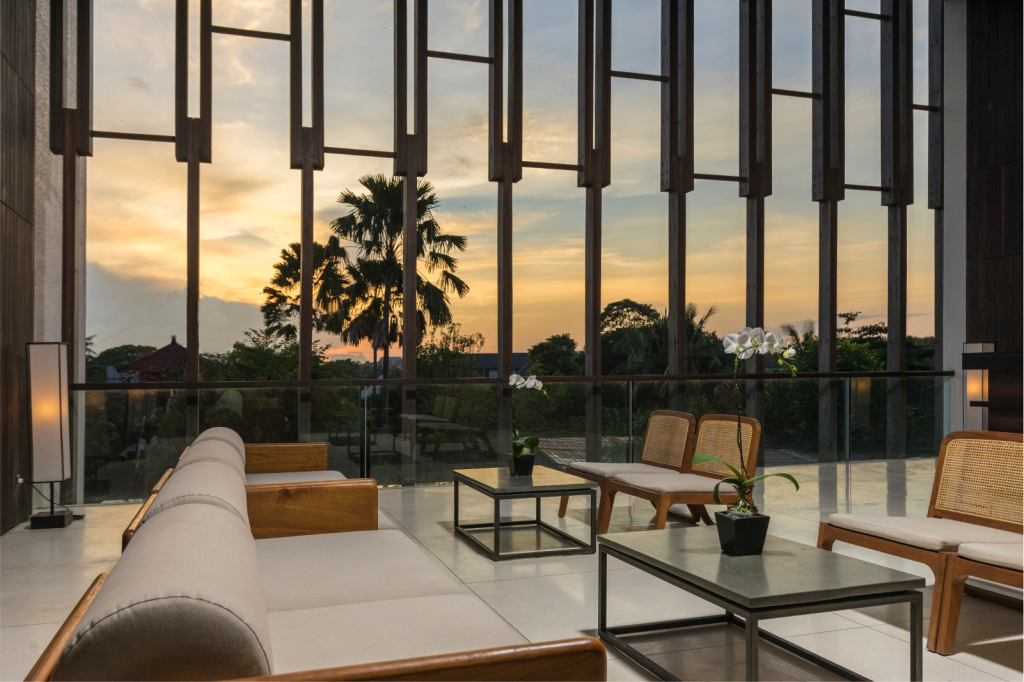 luxury interior design with views of sunet