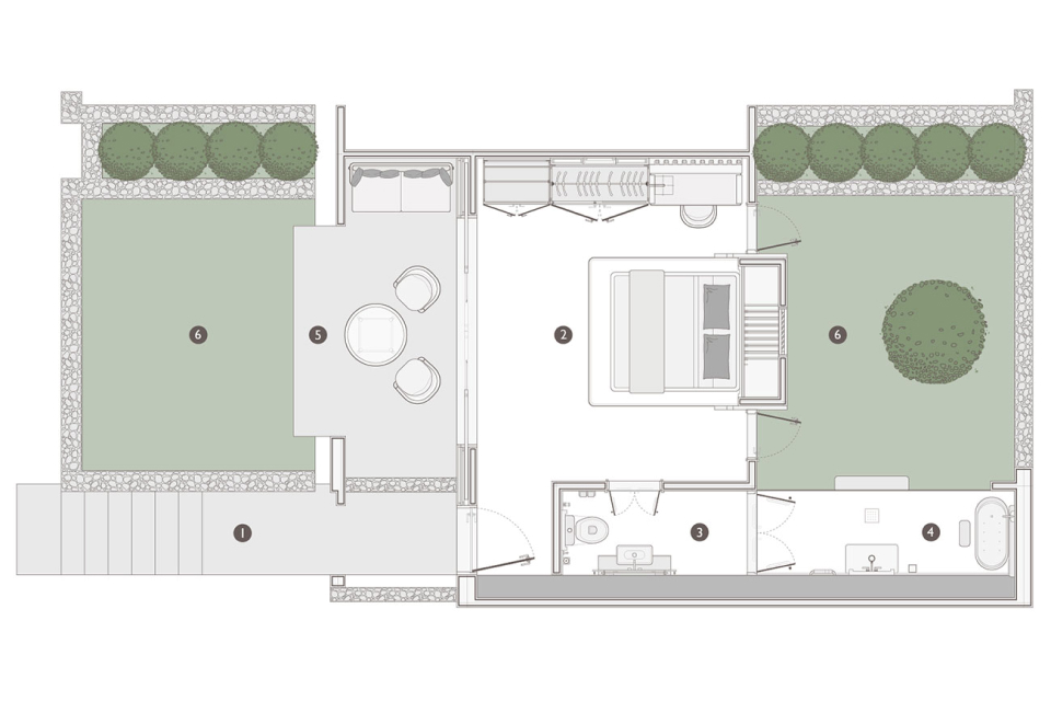 Floor plan of deluxe room