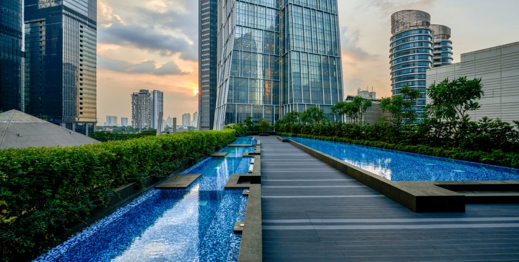 pool looking over jakarta