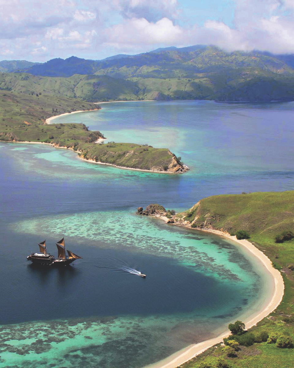 Alila Purnama parked in the bay of Komodo Island